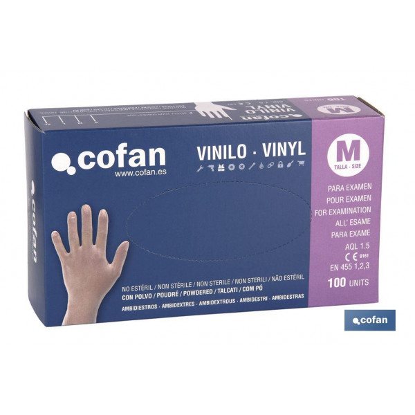 Caja de 100 unidades de guantes de vinilo