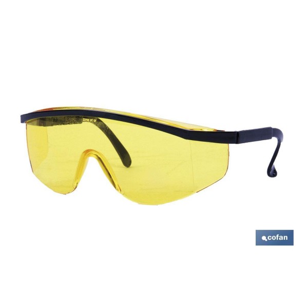 Gafas de seguridad lente color amarillo protección UV EN166:2001